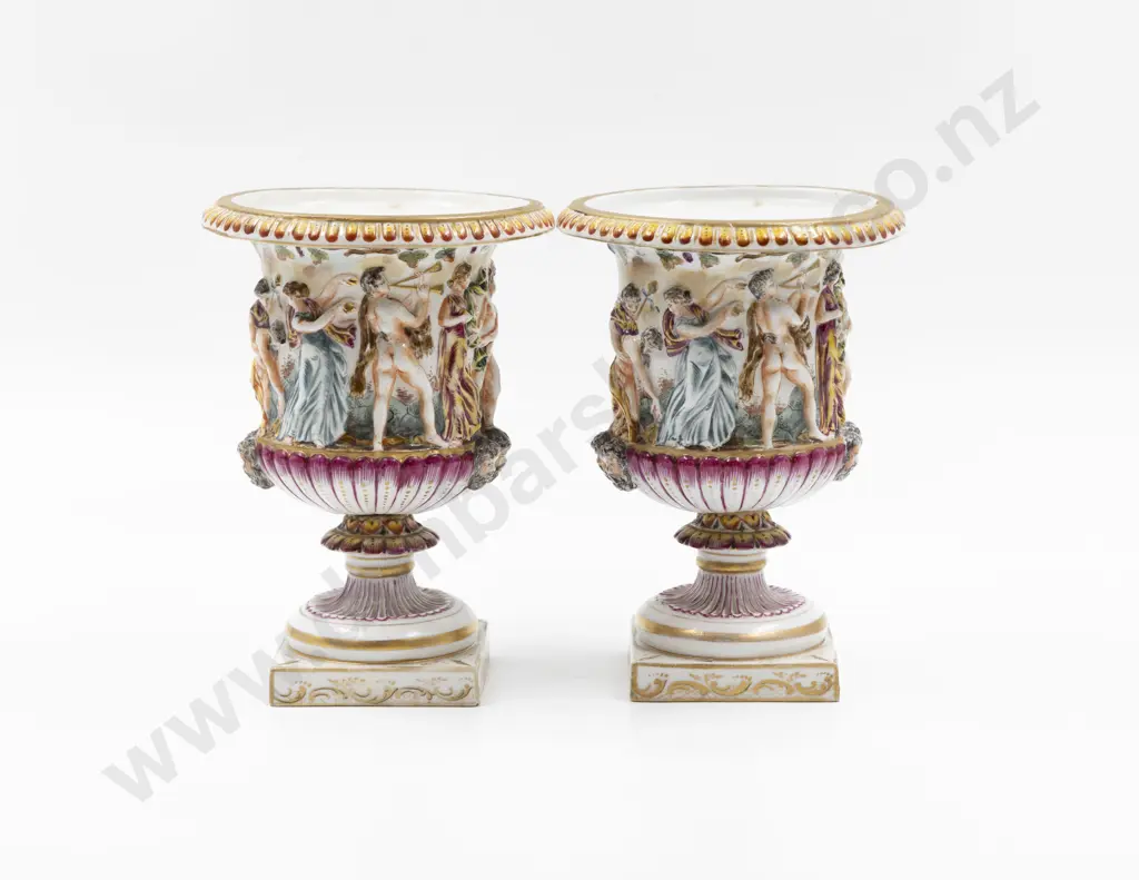 Italian Capodimonte Pair of Urns Image 1++