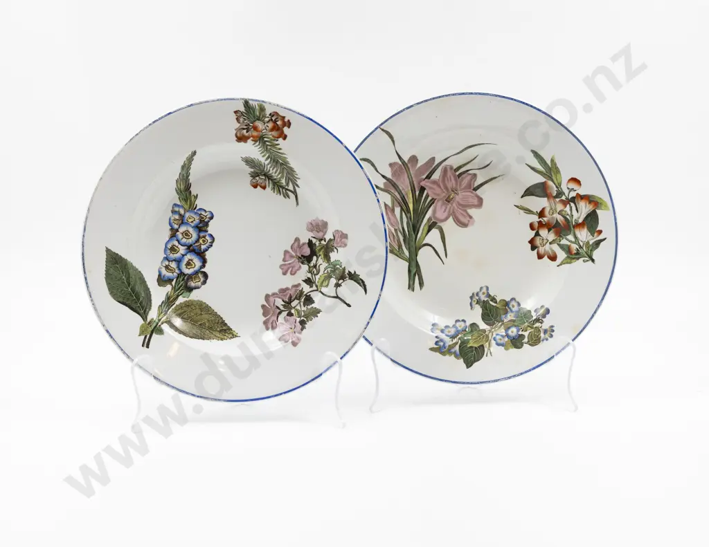 Pair C19th Wedgwood Earthenware Porridge Plates Image 1++