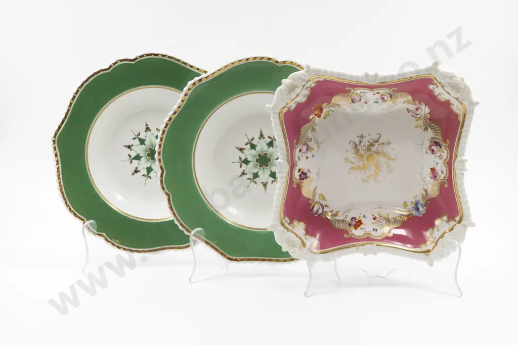 Pair Mid C19th English Porridge Plates & Serving Dish Image 1++