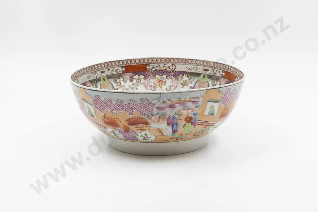 Early C19th Newhall Man In a Window Pattern Punch Bowl Image 1++