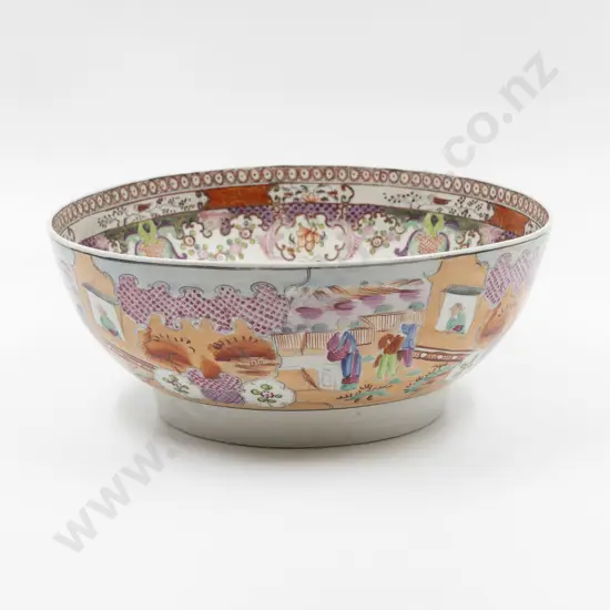 Early C19th Newhall Man In a Window Pattern Punch Bowl