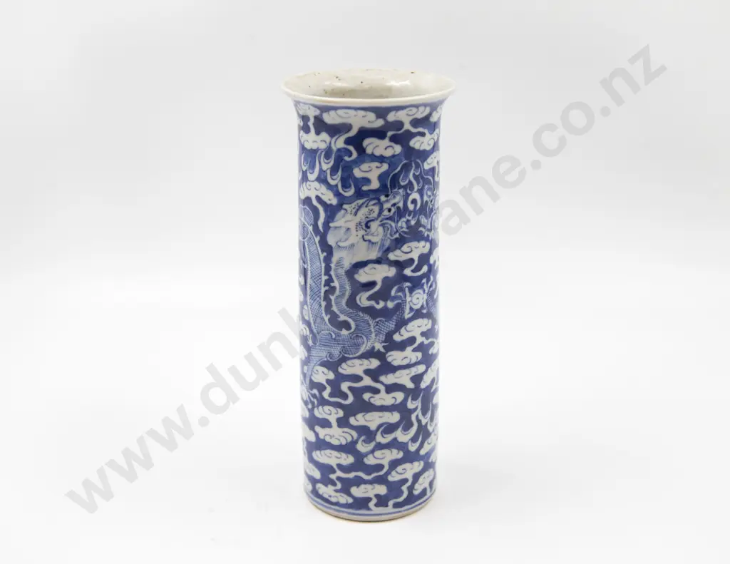 Chinese Export Underglaze Blue Cylindrical Vase Image 1++