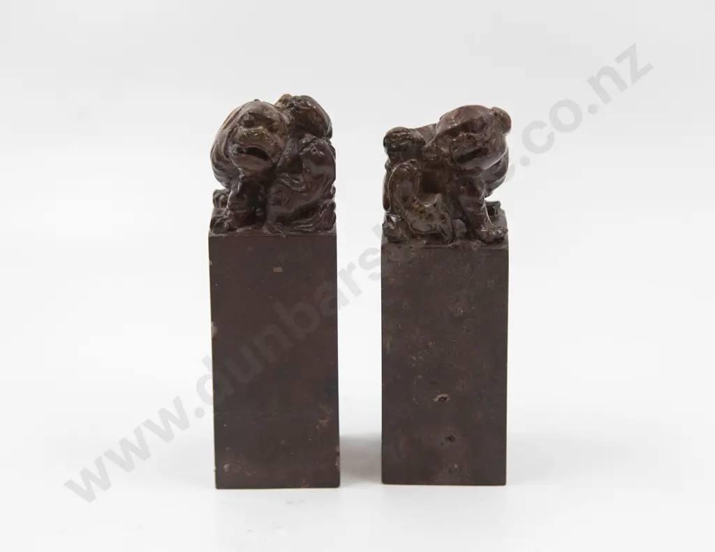 Pair Large Chinese Soapstone Chops Image 1++