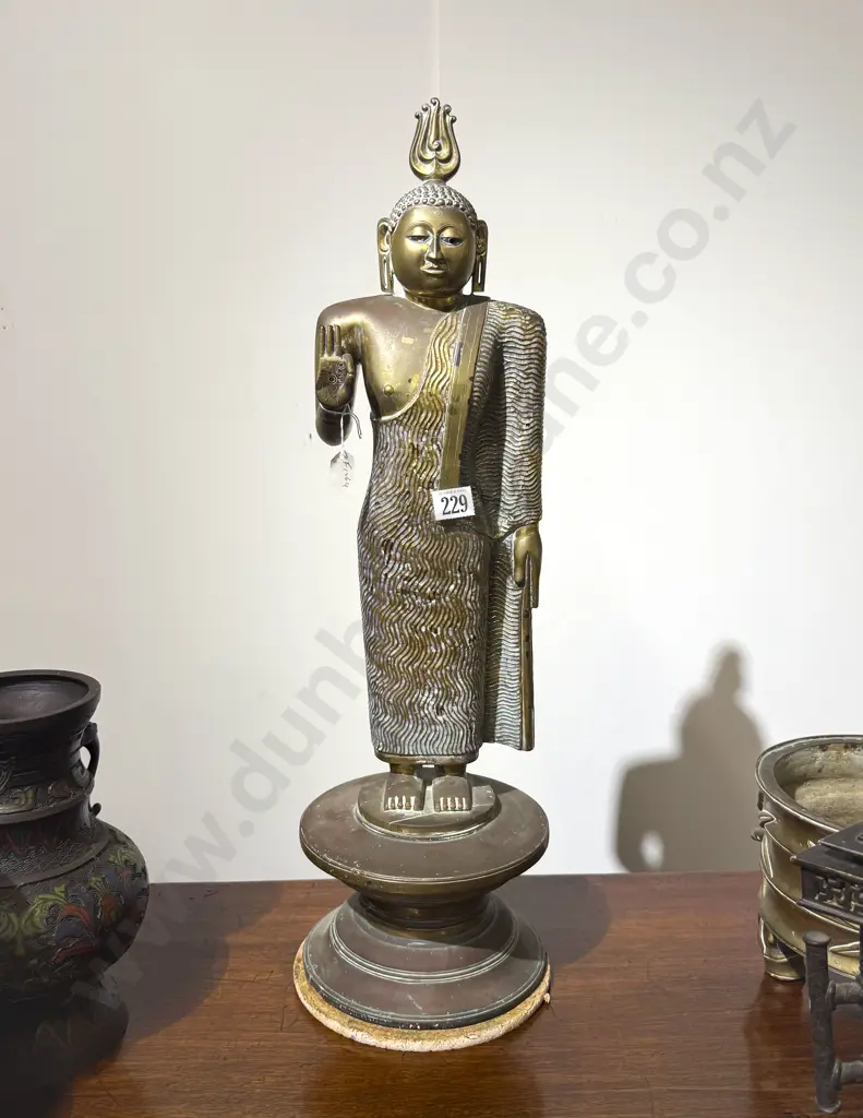 Early C20th Solid Brass Thai Buddha Image 1++