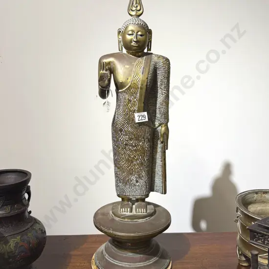 Early C20th Solid Brass Thai Buddha
