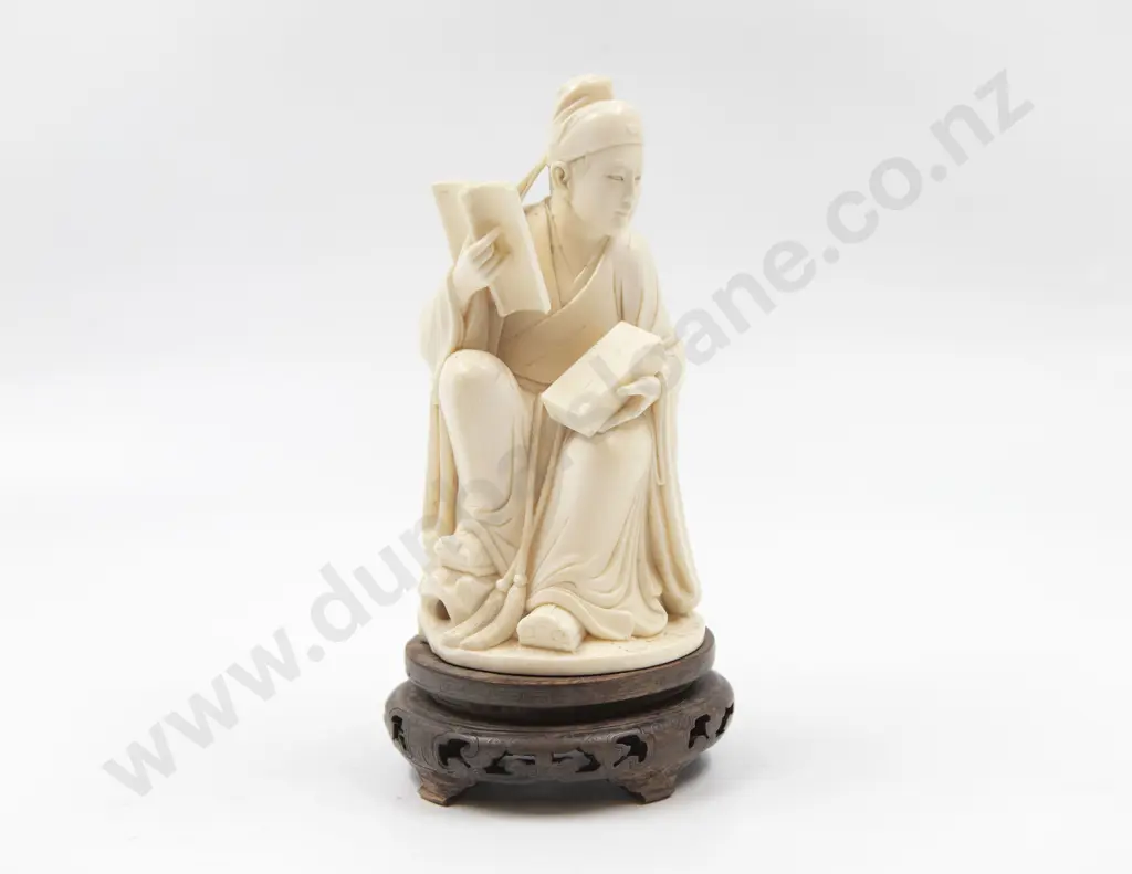 Carved Ivory Figure of A Seated Scholar Image 1++