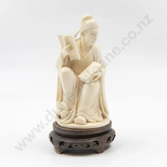 Carved Ivory Figure of A Seated Scholar