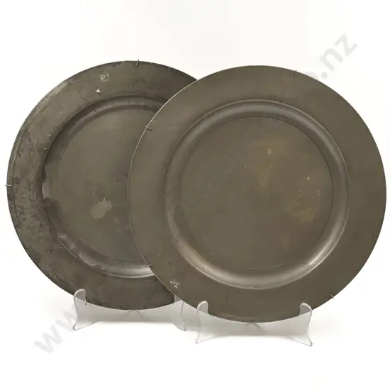Pair Georgian Plain Pewter Chargers