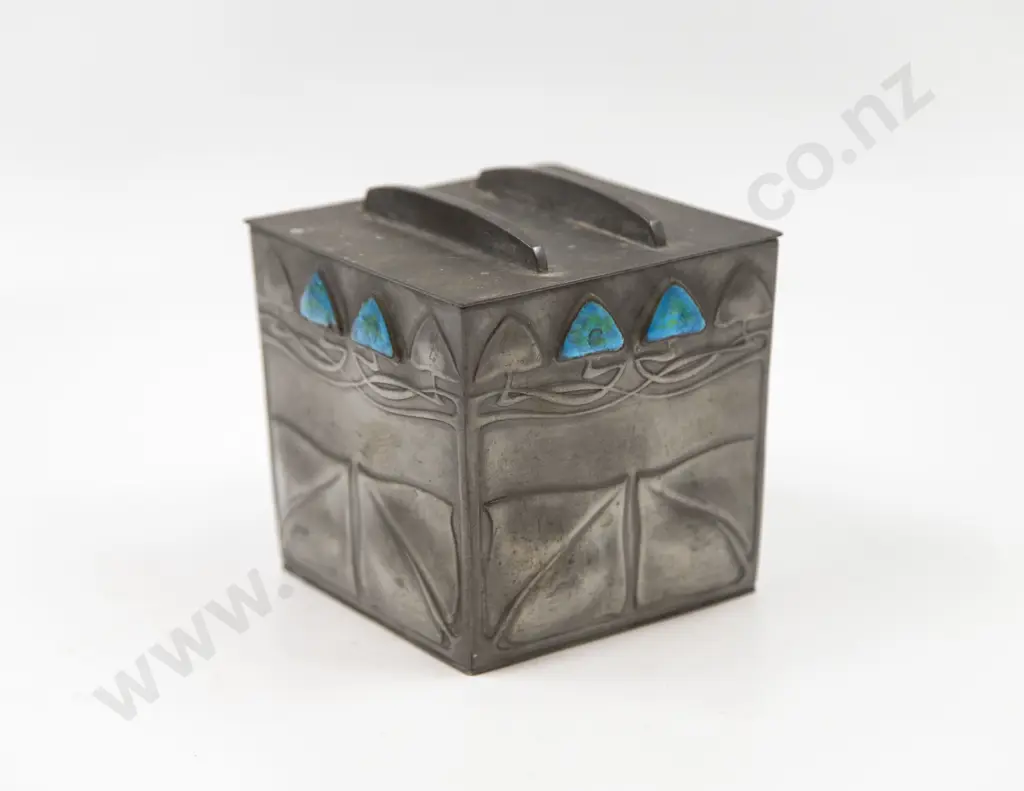 Art Nouveau Period Archibald Knox English Pewter for Liberty's Tea Caddy Image 1++