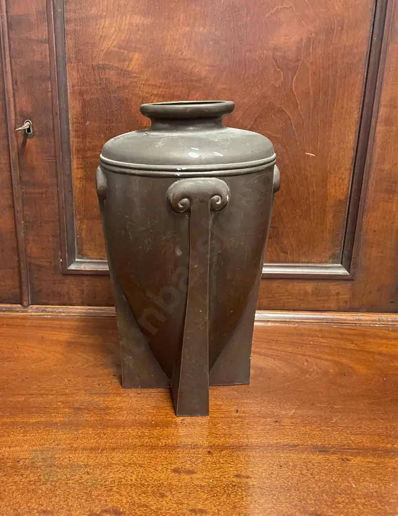 Art Deco Period Heavy Bronze Urn Form Vase Image 1++