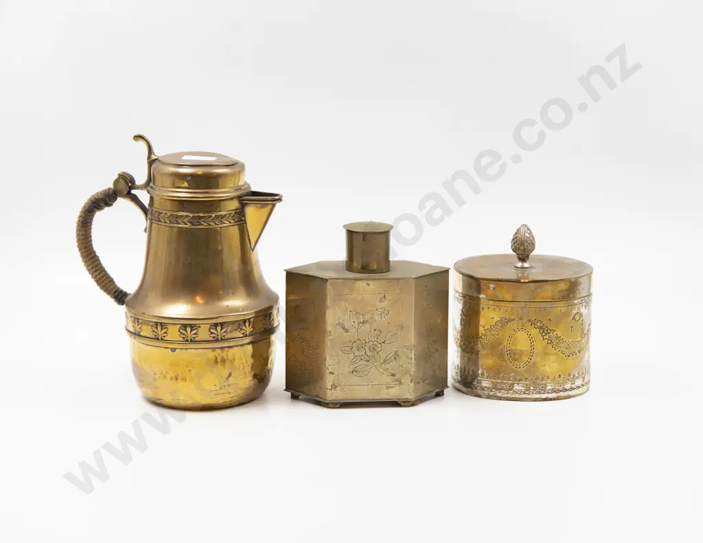 Two Vintage Tea Caddies with WMF Jug & Metal Posy Holder Image 1++