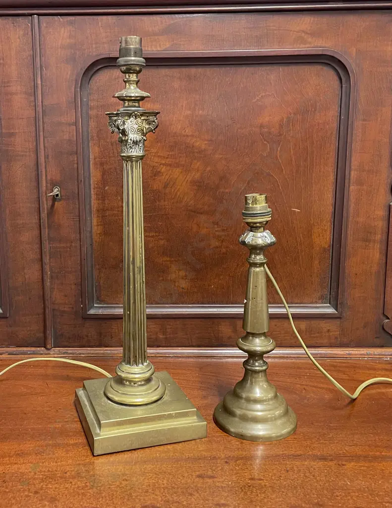 Brass Corinthian Column Table Lamp & Other Image 1++