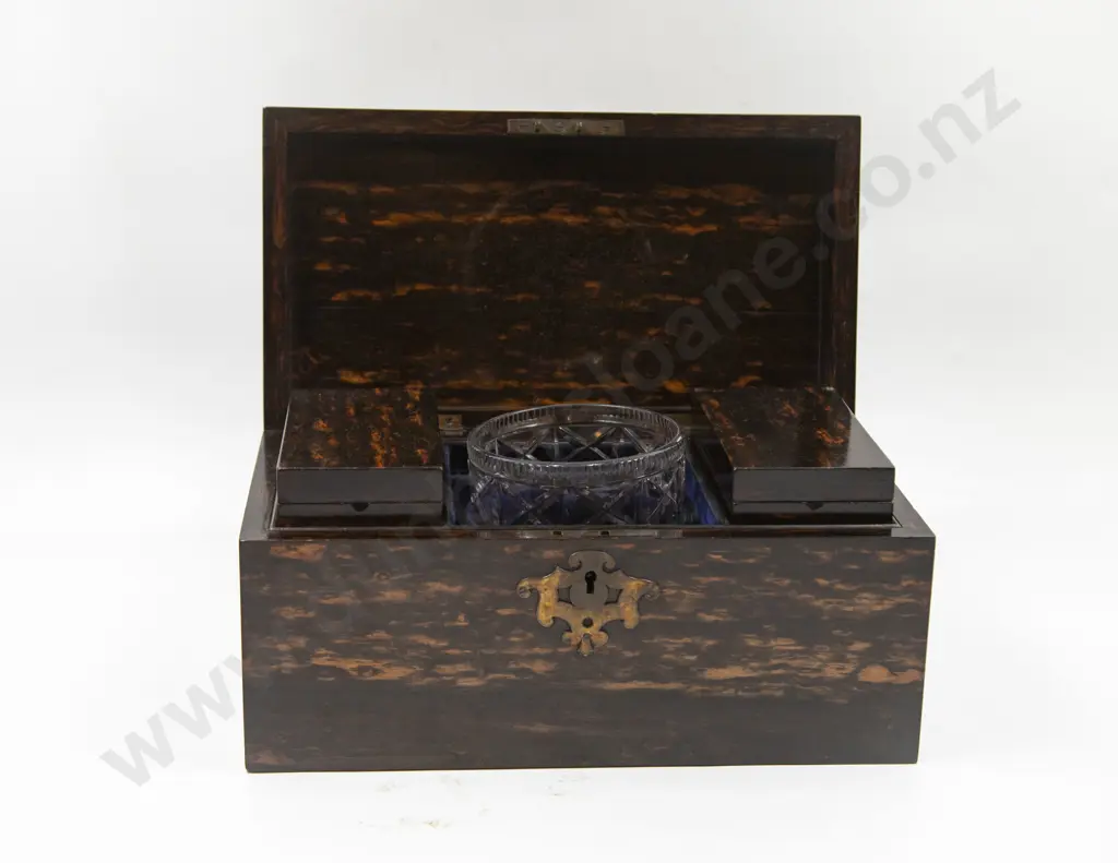 Early Victorian Coromandel Wood Tea Caddy Image 1++