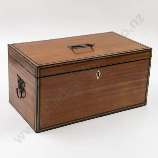 Regency Satinwood & Ebony Strung Tea Caddy