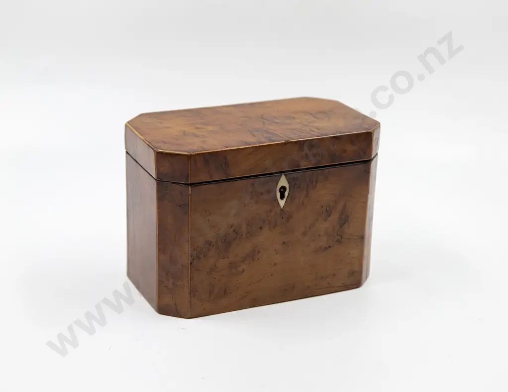 Regency Burr Yew Two Section Tea Caddy Image 1++