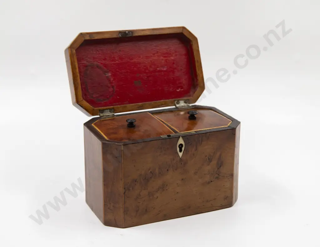 Regency Burr Yew Two Section Tea Caddy Image 1++