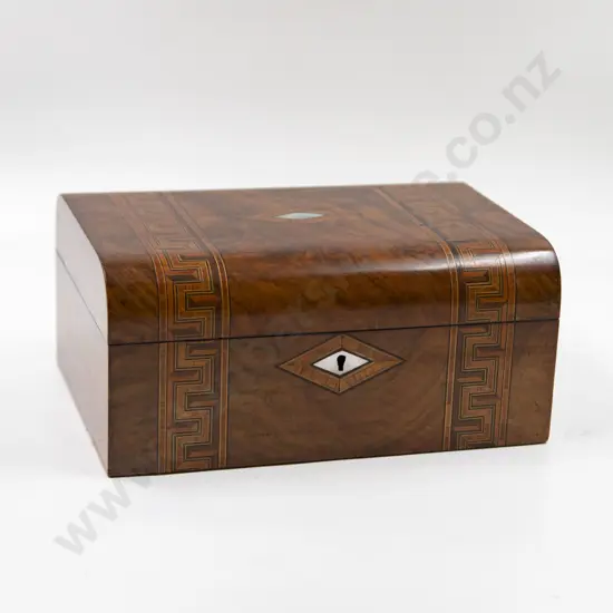 Victorian Walnut Marquetry Inlaid Work Box