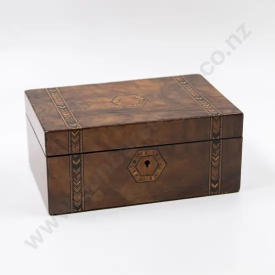 Victorian Walnut Marquetry Inlaid Work Box