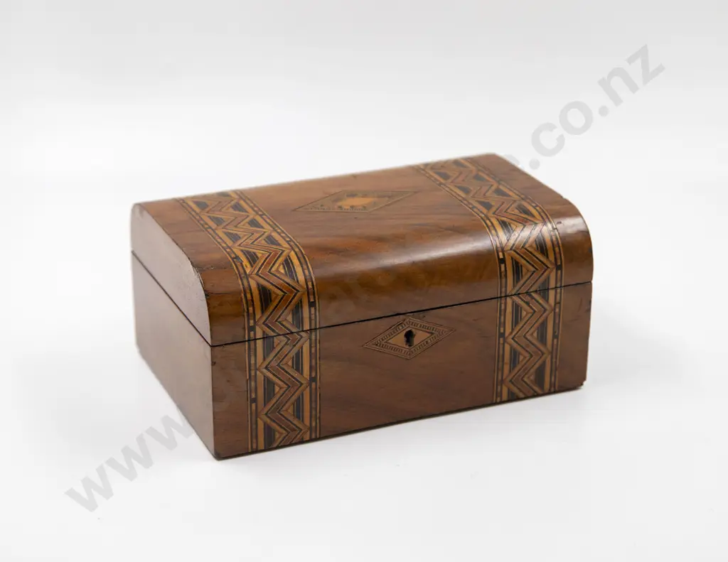 Victorian Walnut Marquetry Inlaid Work Box Image 1++