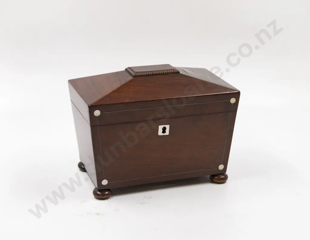 Regency Mahogany Two Section Interior Tea Caddy Image 1++