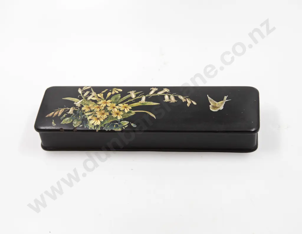 Victorian Painted Papier Mache Glove Box Image 1++
