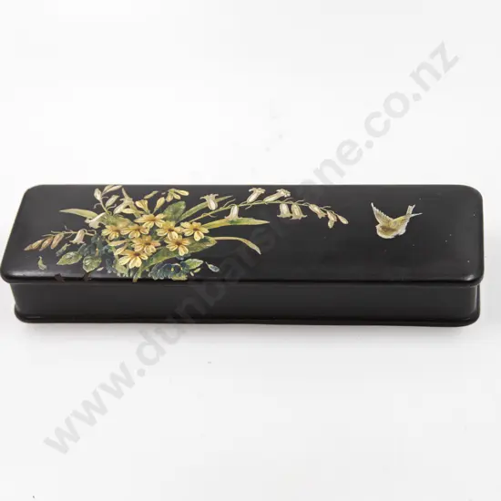 Victorian Painted Papier Mache Glove Box
