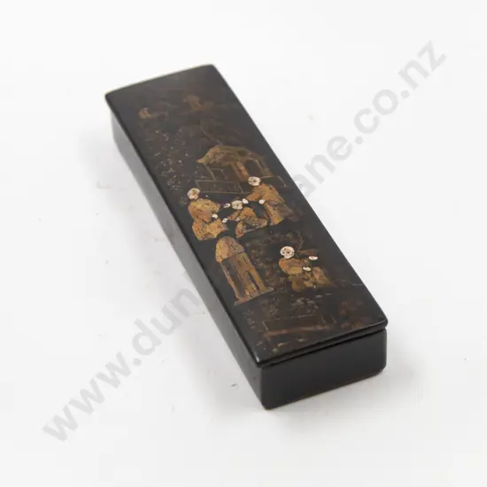 C19th Chinese Export Papier Mache Fan Box