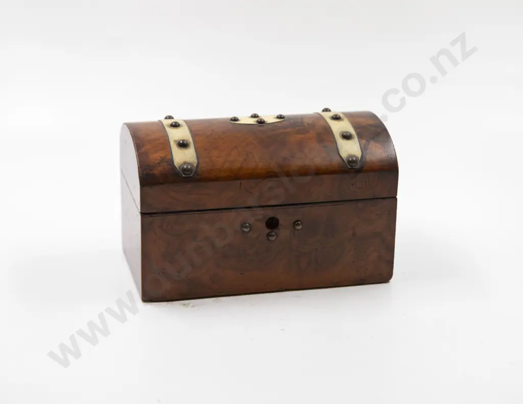 Victorian Walnut Gothic Revival Domed Two Section Tea Caddy Image 1++