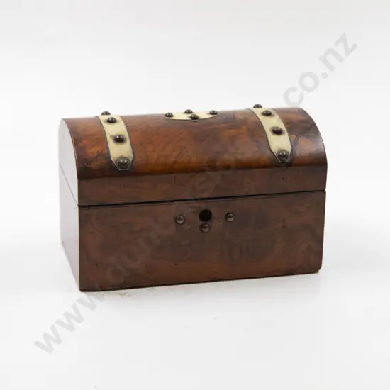 Victorian Walnut Gothic Revival Domed Two Section Tea Caddy