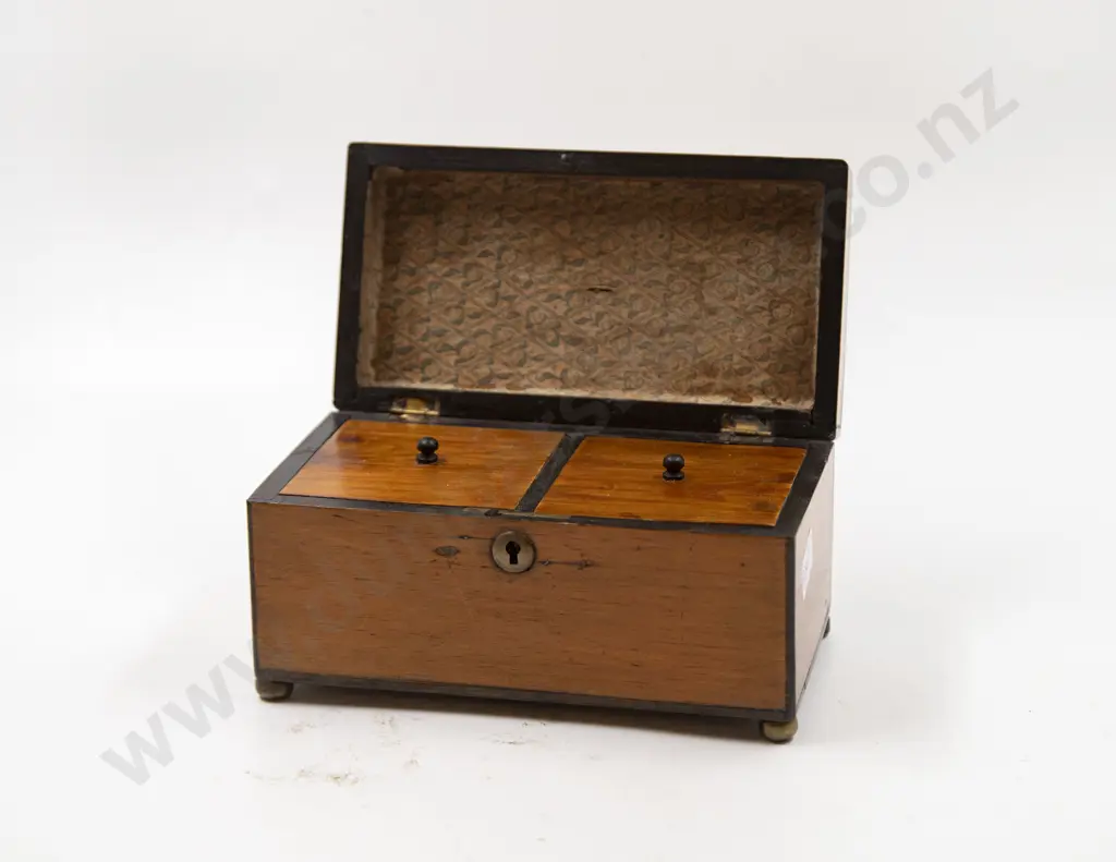 C19th Fruitwood Two Section Interior Tea Caddy Image 1++