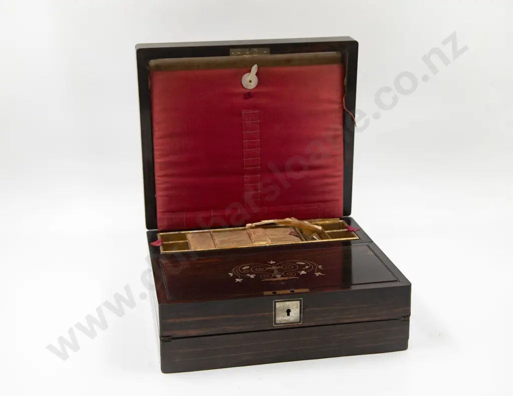 Early Victorian Kingwood Work Box with Writing Slope Image 1++