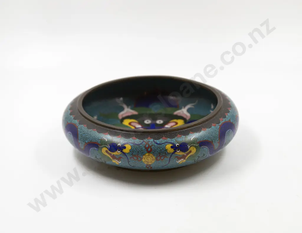 C20th ChineseCloisonné Table Centre Shallow Bowl Image 1++