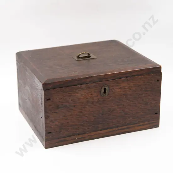 Late Victorian Heavy Oak Panel Work Box