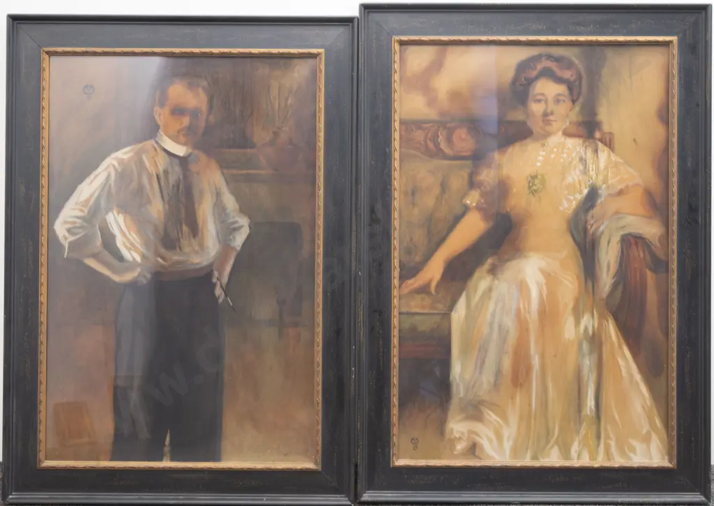 Attrib Axel Bernhard Kleimer (Swedish 1881 - 1945) - Portraits (2) Image 1++