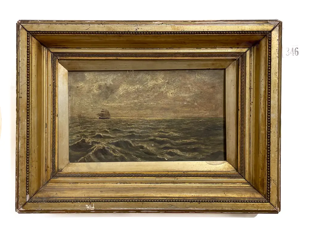 Victorian Gilt Framed Oil Seascape Painting (a/f) Image 1++