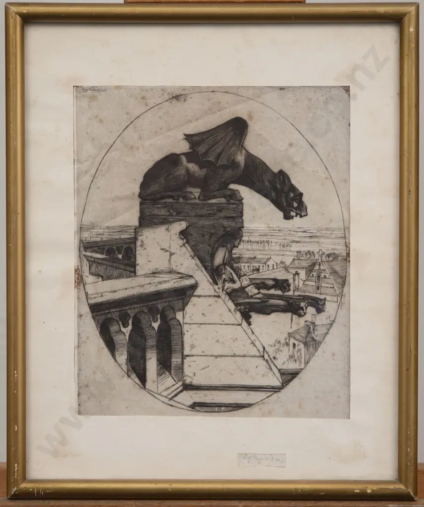 Sir David Young Cameron (Scottish 1865 - 1945) - Gargoyle Image 1++