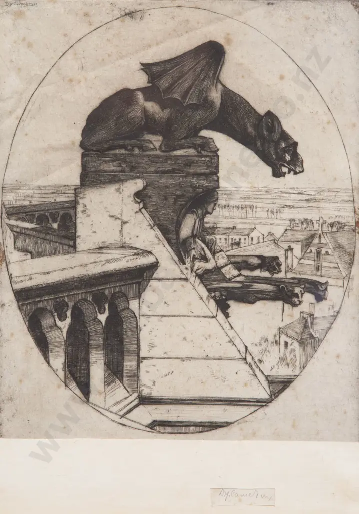 Sir David Young Cameron (Scottish 1865 - 1945) - Gargoyle Image 1++