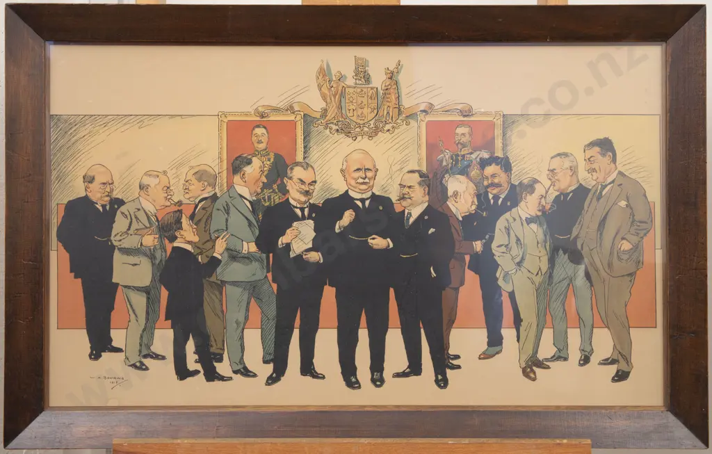 W A Bowring NZ Politcal Print & J C Hill Political Print Image 1++