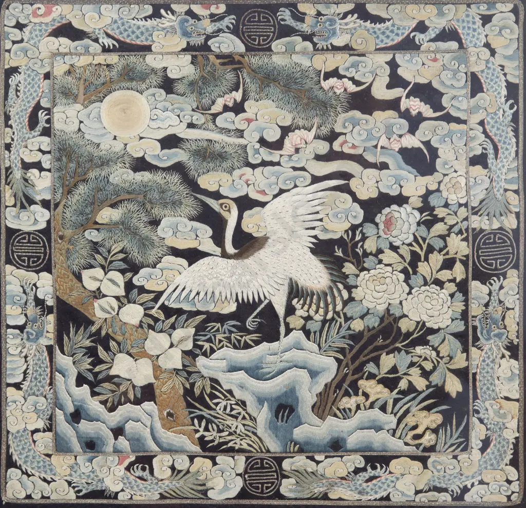 Framed Chinese Embroidered Kimono Panel Image 1++