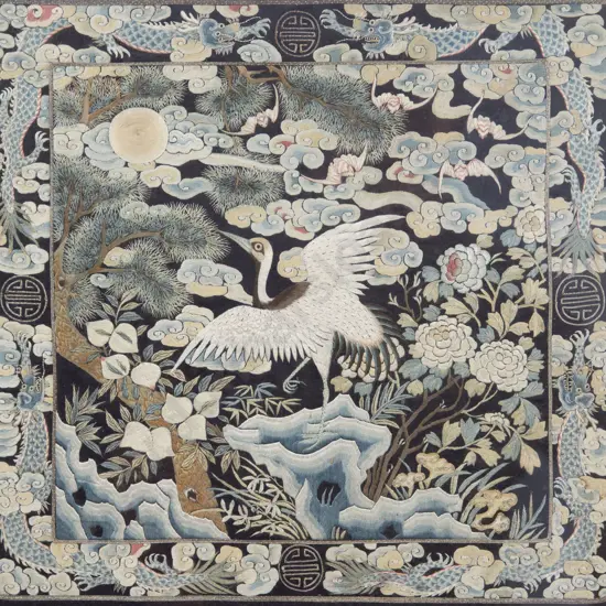Framed Chinese Embroidered Kimono Panel