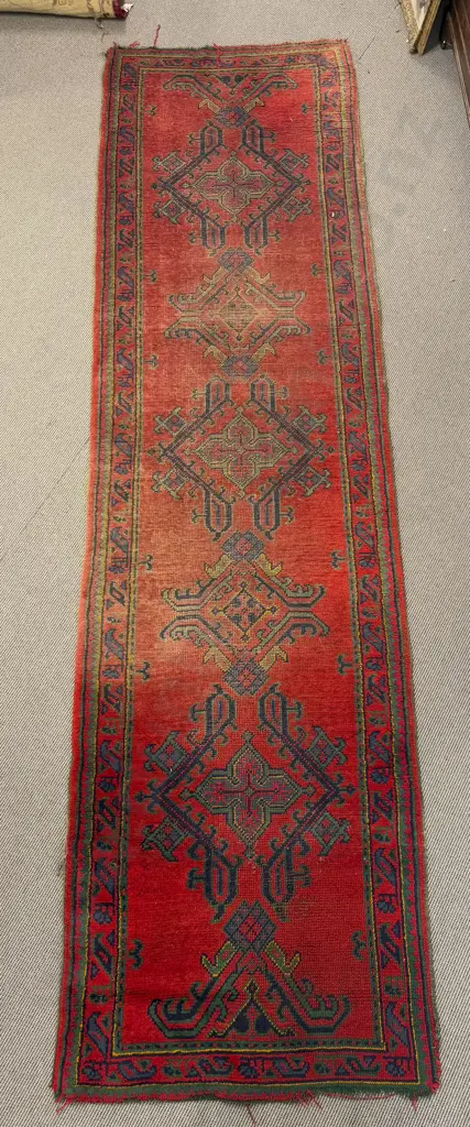 Three Antique Worn Similarly Patterned & Toned Rugs Image 1++