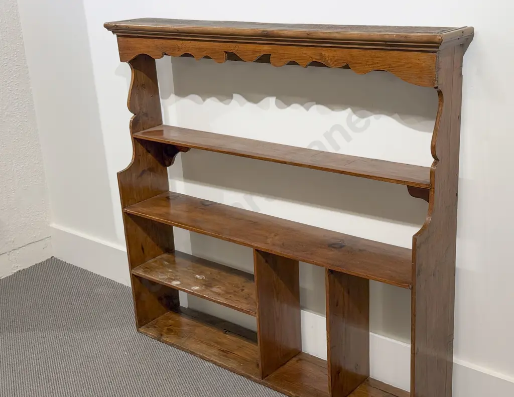 C19th Pine & Fruitwood Wall Shelf Image 1++