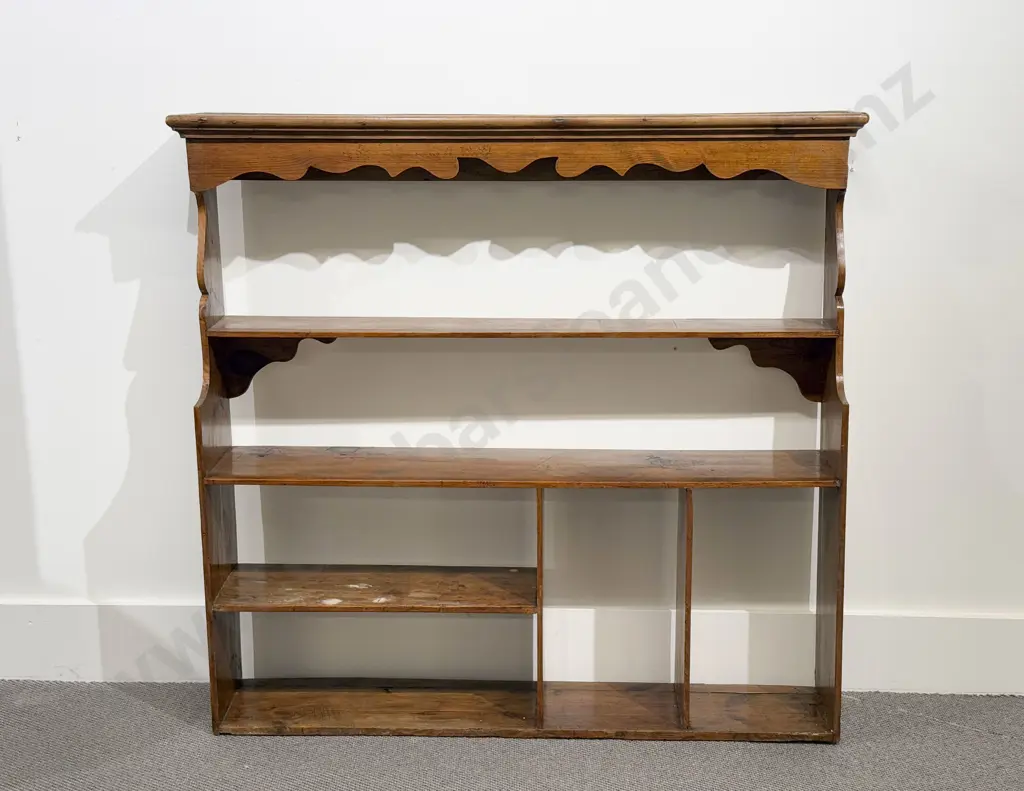 C19th Pine & Fruitwood Wall Shelf Image 1++