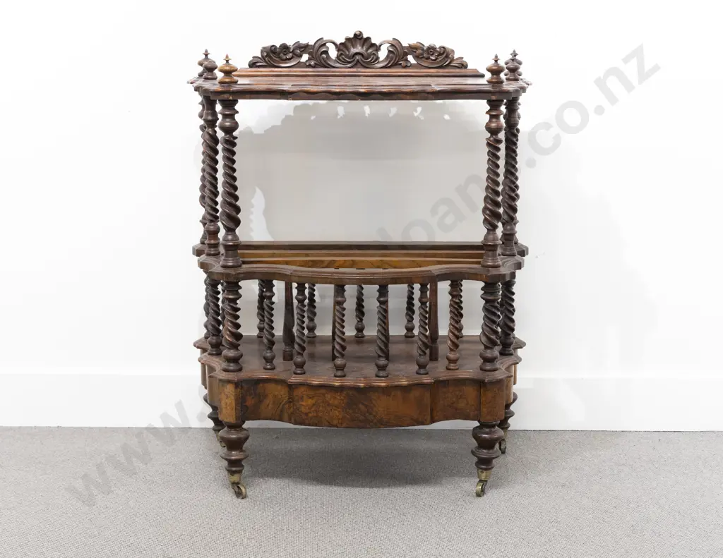 Victorian Burr Walnut Canterbury Whatnot Image 1++