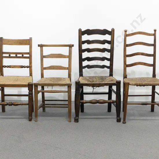 Geo III Country Single Chair & Two Other Rush Seated Single Chairs (4)