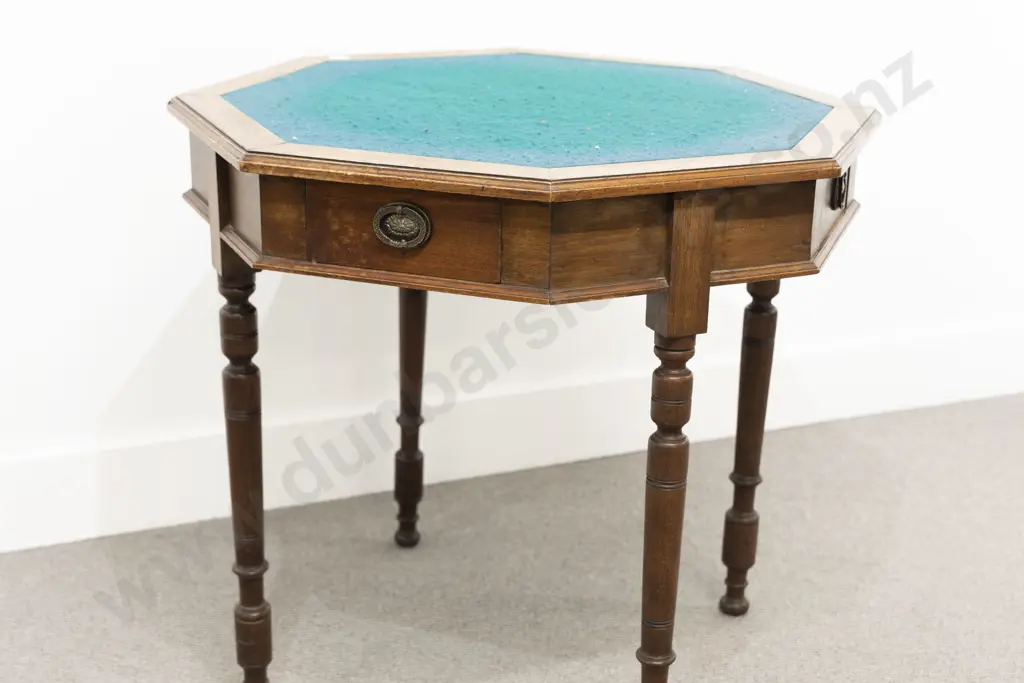 Late Victorian Mahogany & Oak Octagonal Card Table Image 1++