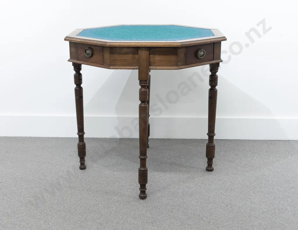 Late Victorian Mahogany & Oak Octagonal Card Table Image 1++