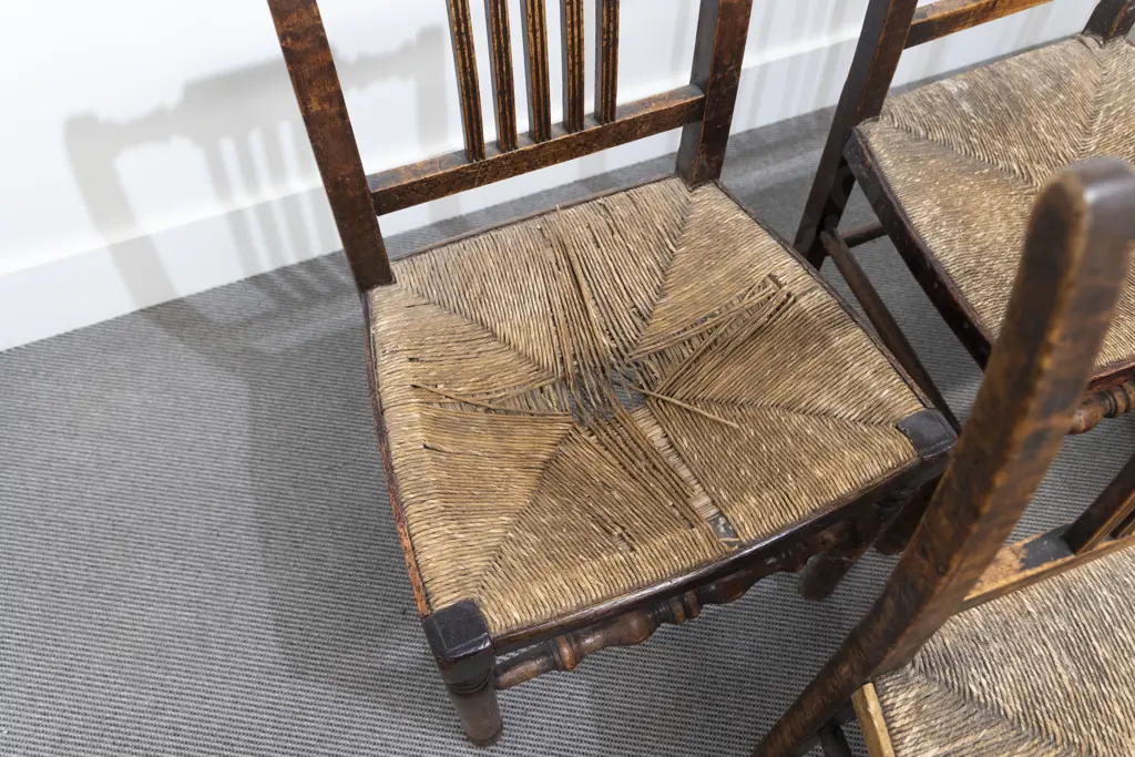 Set of Seven Geo III Oak Country Dining Chairs Image 1++