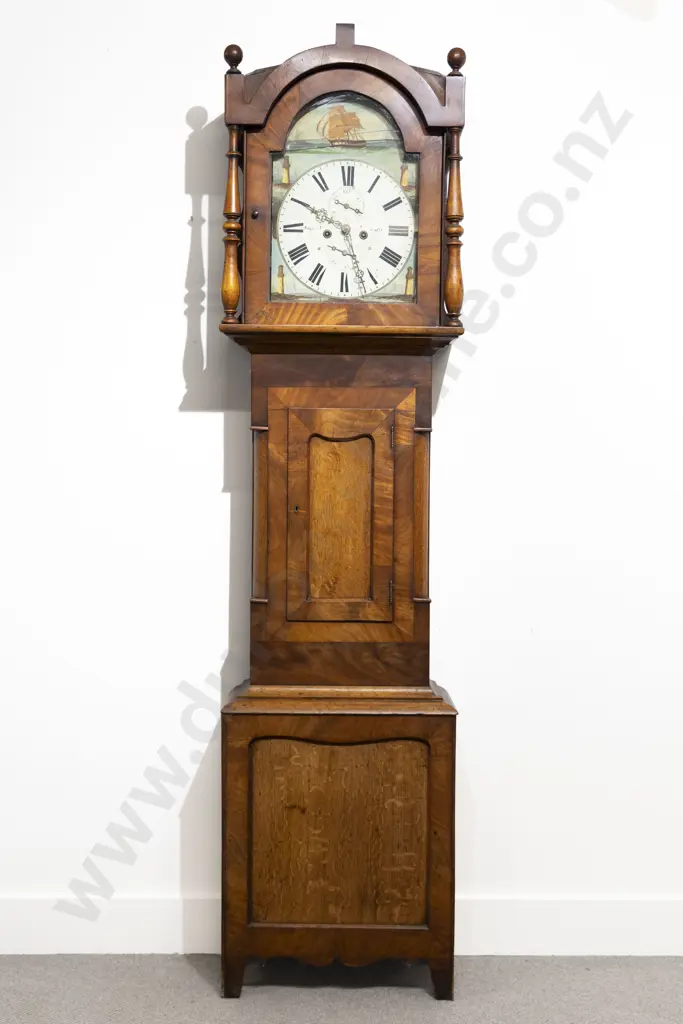 Geo III Mahogany & Oak Longcase Clock by Oliver of Newcastle Image 1++