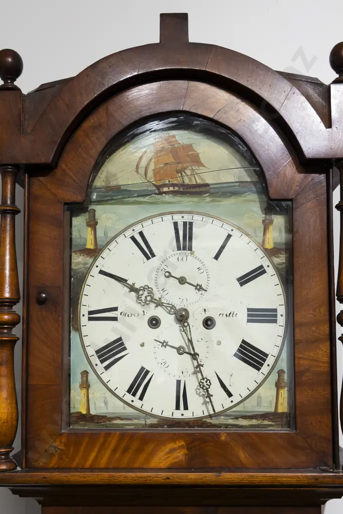 Geo III Mahogany & Oak Longcase Clock by Oliver of Newcastle Image 1++